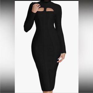 Bondage Black Long Sleeve Sexy Dress